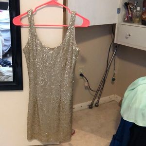 Tobi size S gold sparkle dress